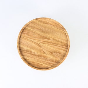 Wooden Pedestal Tray. Serving Cake Stand. Raised Oak Display for Dining & Home Decor. image 6