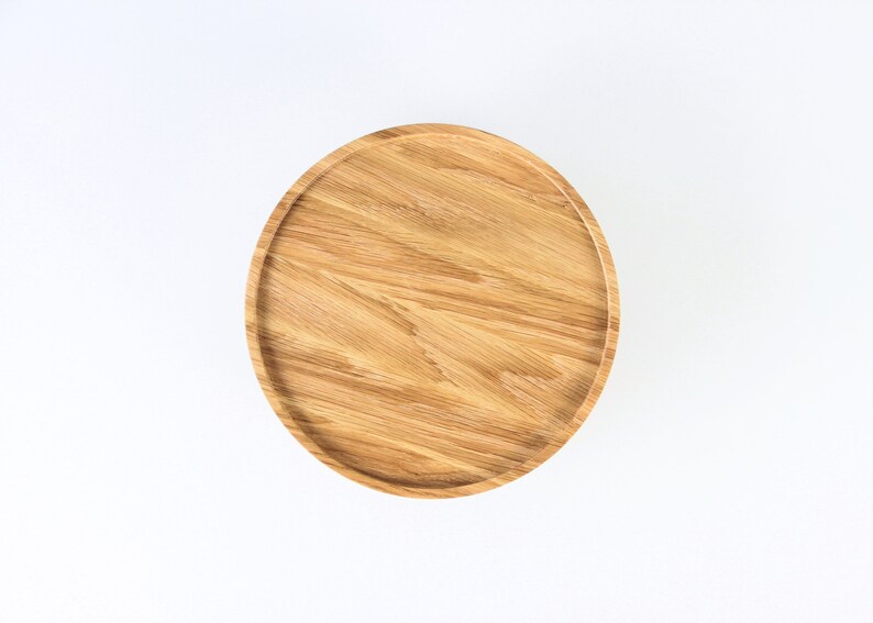 Wooden Pedestal Tray. Serving Cake Stand. Raised Oak Display for Dining & Home Decor. image 6