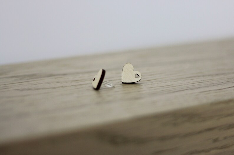 Wooden Heart Earrings.