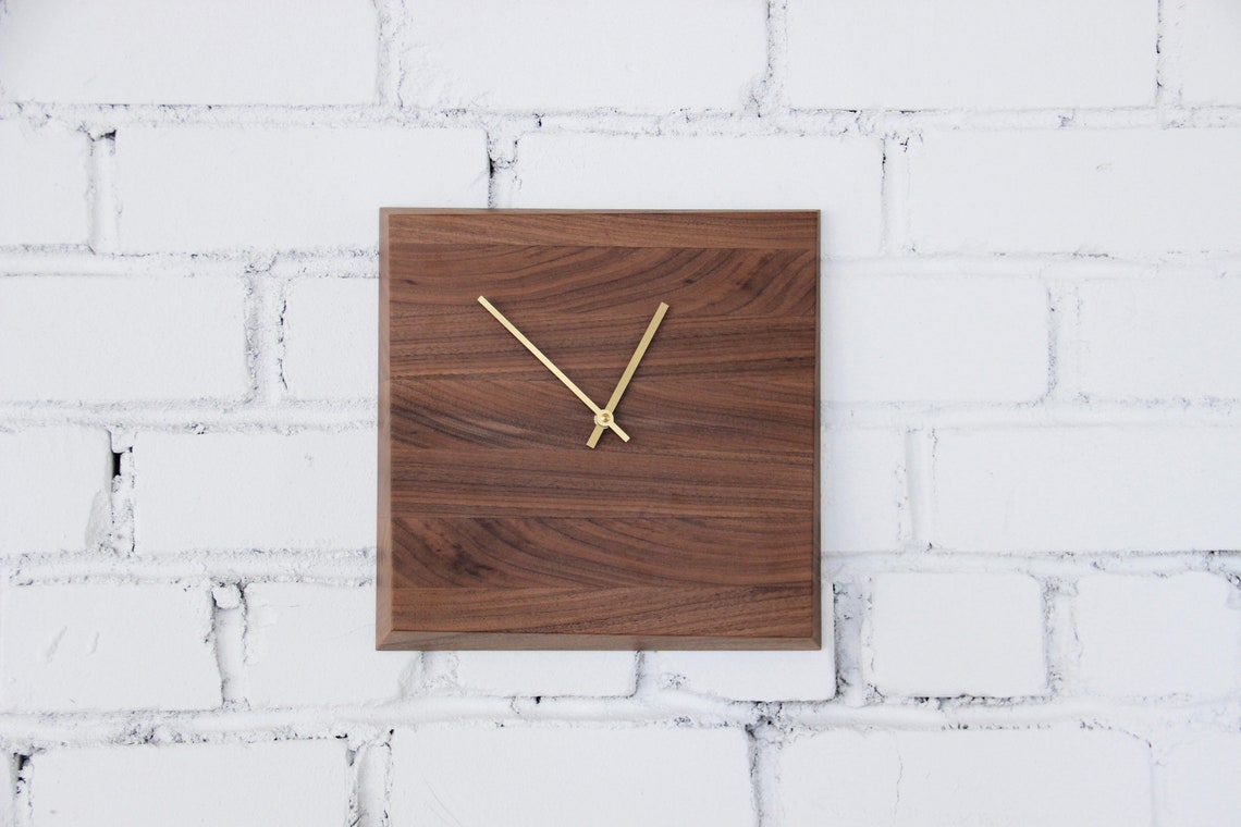 Walnut Wood Wall Clock. Wooden Wall Clock. Etsy