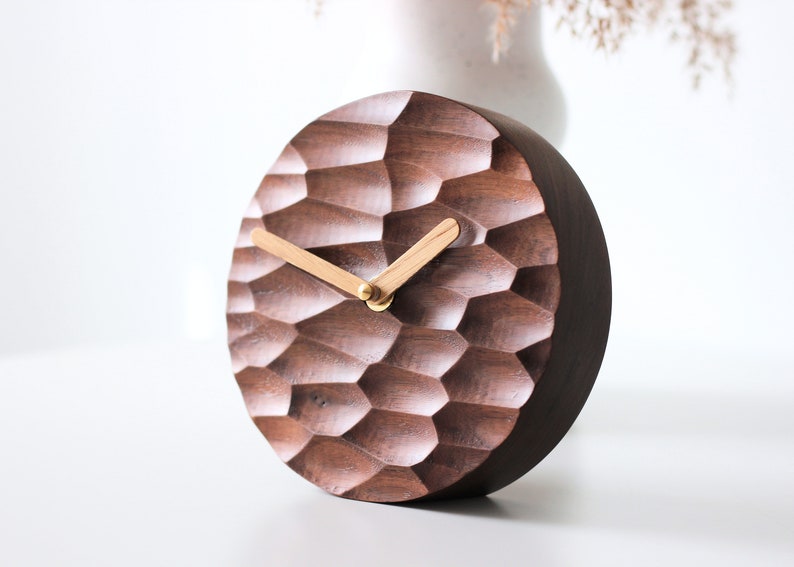 Desk clock Office decor Desk decor. Walnut wood table clock. image 4