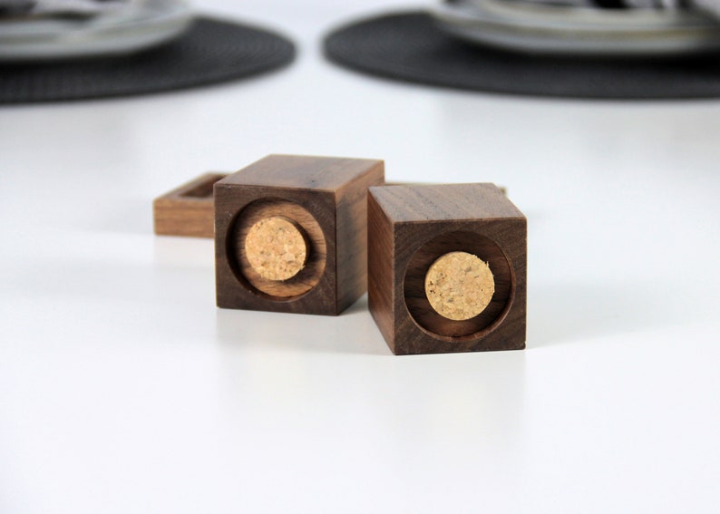 Wooden salt and pepper shakers Salt and pepper shakers. Salt and pepper set. Wooden seasonings set. image 7