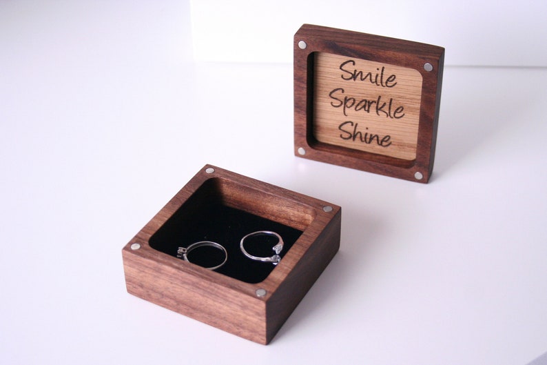 Wooden ring box. Wood Jewelry box. Unique walnut jewelry box. image 2