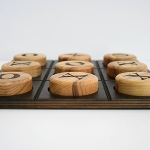 Tic tac toe board game Wooden games. Wood tic tac toe family game night Modern tabletop game image 3