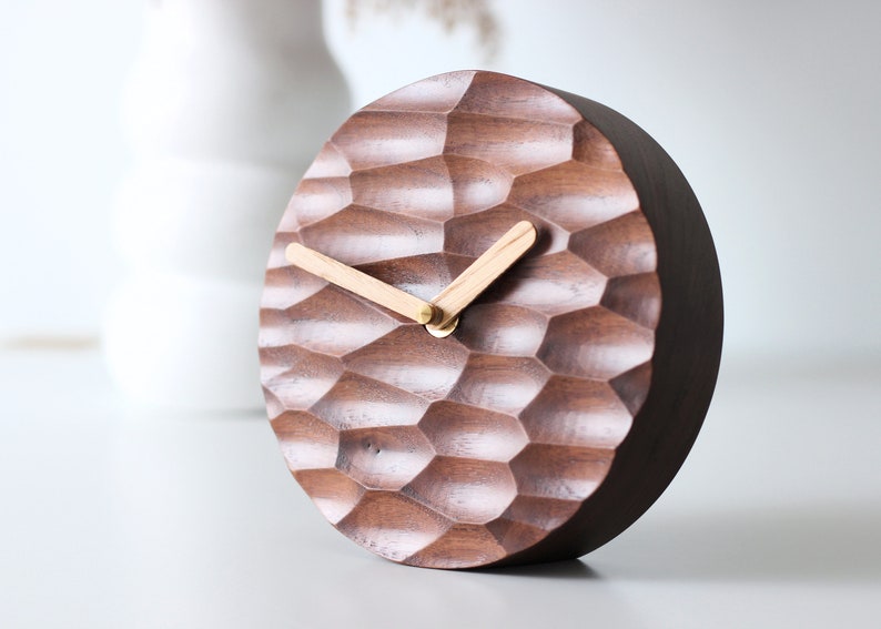 Desk clock Office decor Desk decor. Walnut wood table clock. image 7