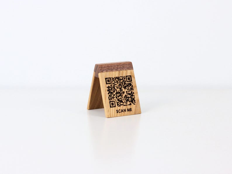 Custom Engraved QR Code Sign. Scan Menu Stand. Business and Social ...