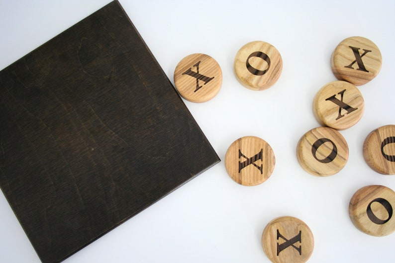Tic tac toe board game Wooden games. Wood tic tac toe family game night Modern tabletop game image 10