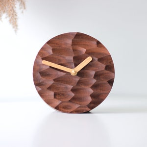 Desk clock Office decor Desk decor. Walnut wood table clock. image 2