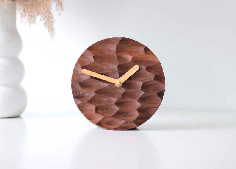 Desk clock Office decor Desk decor. Walnut wood table clock. image 2