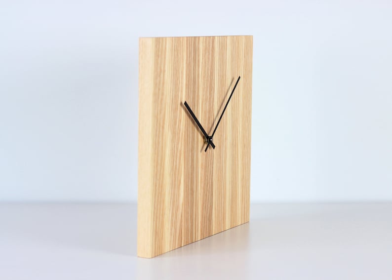 Minimalist wall clock. Modern wood clock. Light wood wall Hanging. Trendy home decor wall clock image 6