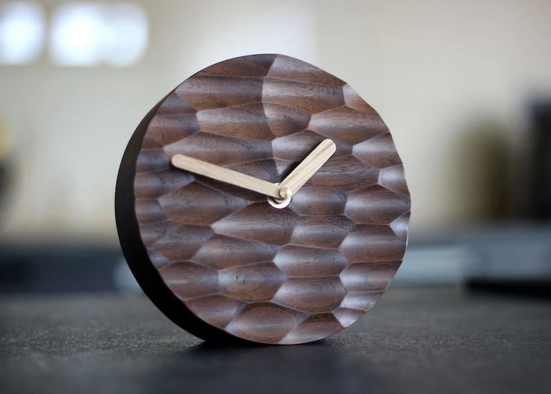 Desk clock Office decor Desk decor. Walnut wood table clock. image 3