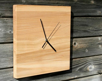 Wooden wall clock. Ash wood wall clock.