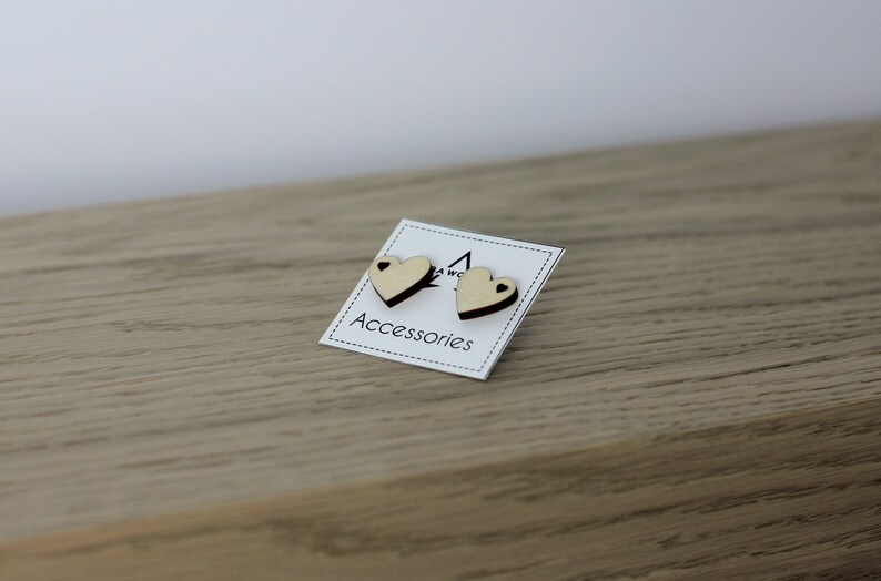 Wooden Heart Earrings.