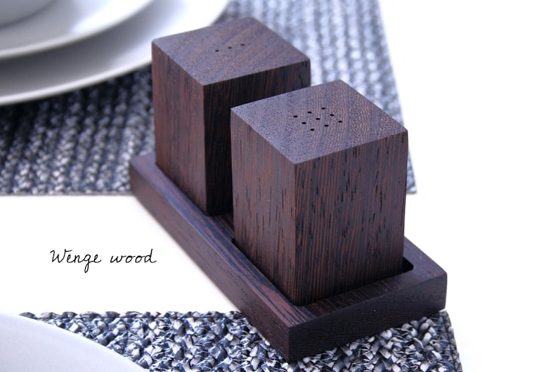 Wooden salt and pepper shakers Salt and pepper shakers. Salt and pepper set. Wooden seasonings set. Wenge wood