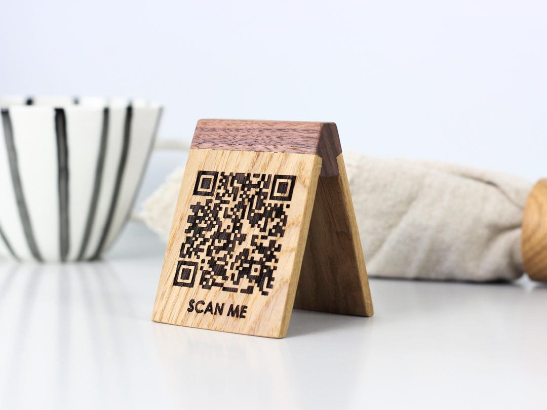 Custom Engraved QR Code Sign. Scan Menu Stand. Business and Social ...