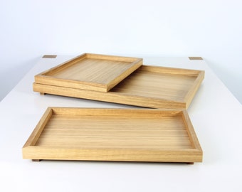 Großes Tablett aus Holz. Serviertablett Holz Ottoman Tablett Set aus 3 Tabletts. Großes Tablett Dekor.