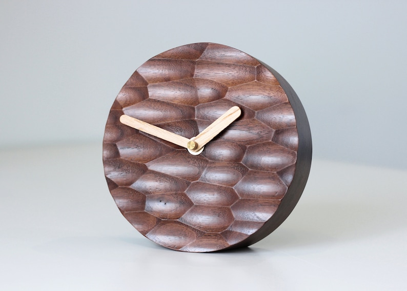 Desk clock Office decor Desk decor. Walnut wood table clock. image 10