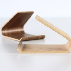 Oak wood Or Walnut wood tablet holder for office desk decor. Gift for him.