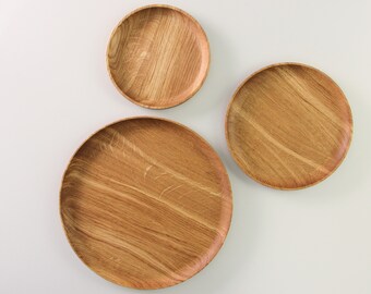 Serving platter set of 3 wooden platter. Kitchen accessories Gift for her.