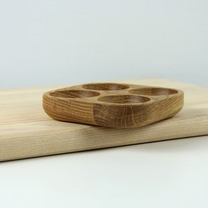 Oak wood egg holder for 4 eggs. Farmhouse Fresh Egg Storage. image 4