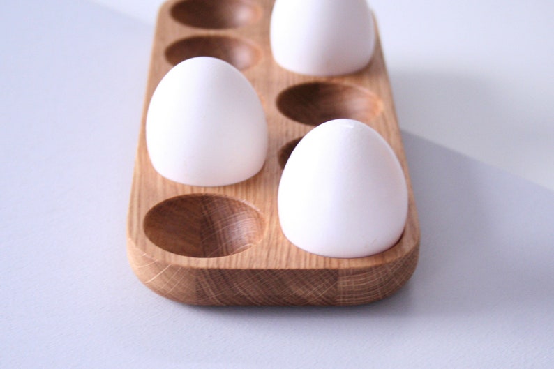 Wooden Egg Holder for 10 Eggs Farmhouse Kitchen Decor. Wooden egg tray. image 5