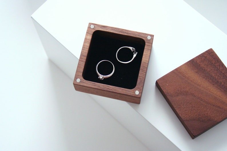 Wooden ring box. Wood Jewelry box. Unique walnut jewelry box. image 1