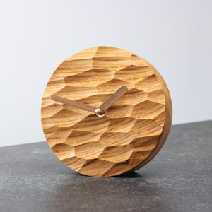 Office Desk clock Wood table clock. Desk accessories Oak wood clock image 3