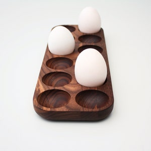 Egg Holder Walnut wood egg tray. Farmhouse decor.