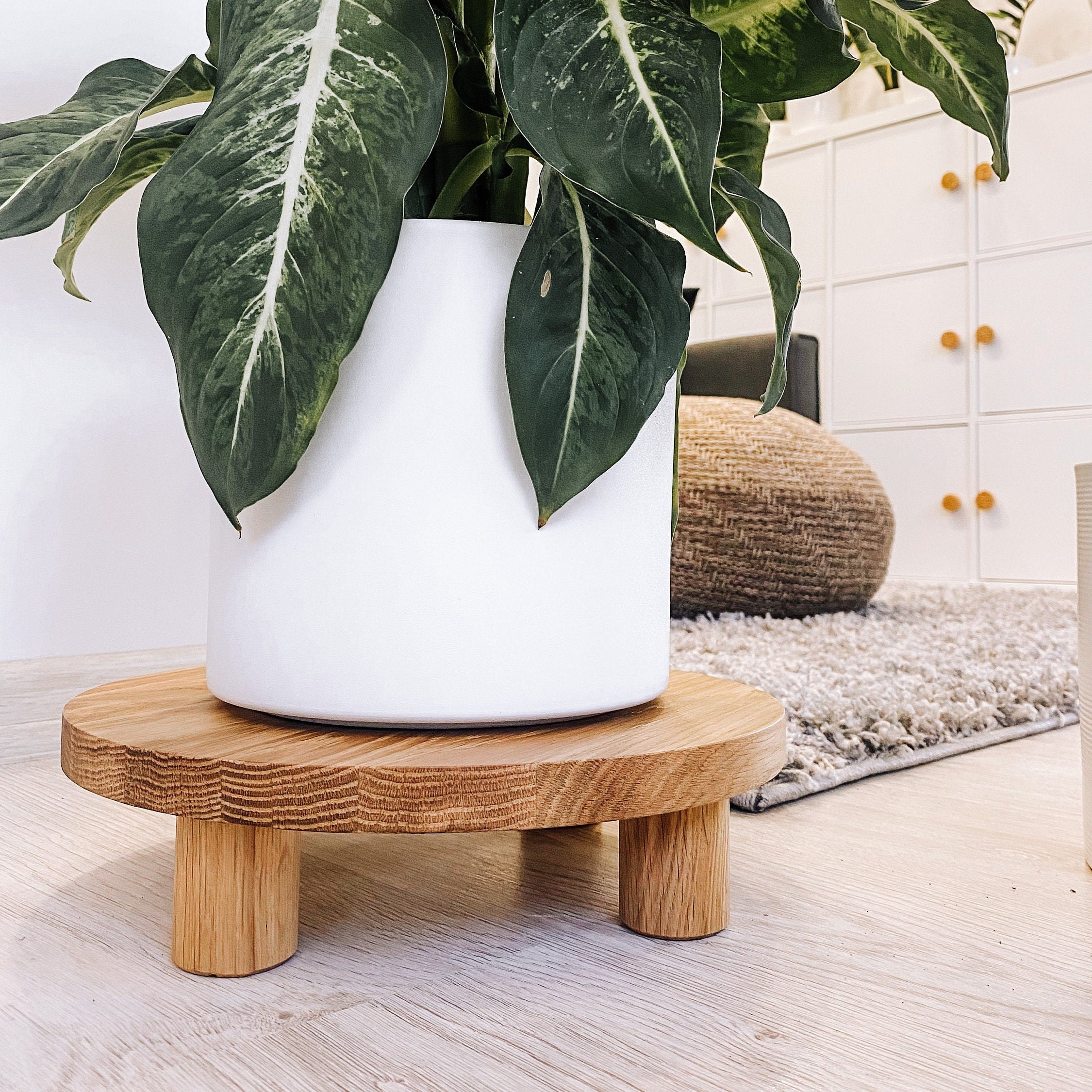 Supporto per Piante da Interno in Rattan Forma Rotonda Porta Piante Naturale Supporto per Fioriera in Rattan Fatto a Mano per Giardino Domestico (29x20 cm/11,4x7,9 pollici