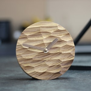 Office Desk clock Wood table clock. Desk accessories Oak wood clock image 9