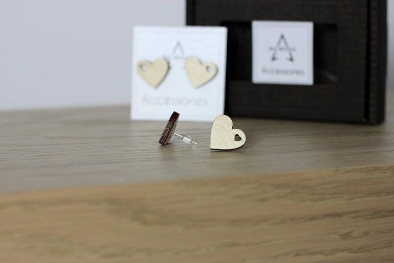 Wooden Heart Earrings.