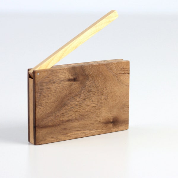 Wood business card holder Business card case. Personalized gift Engraved wooden wallet Credit card holder.