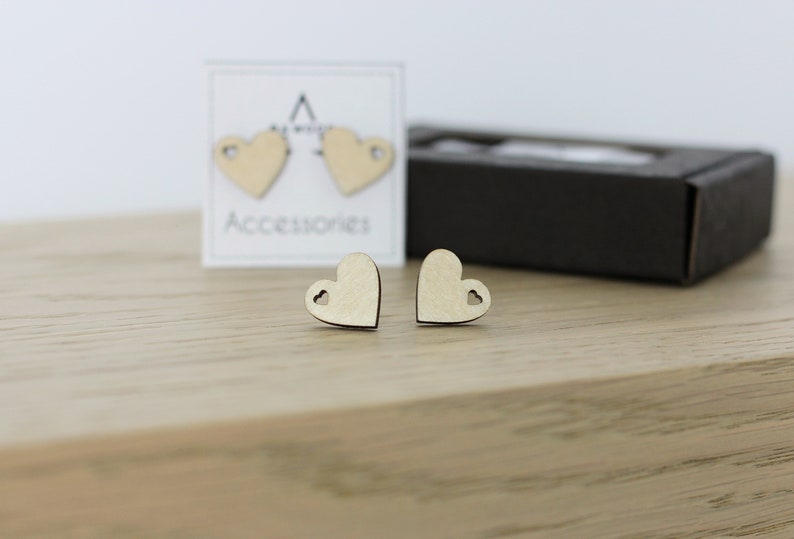 Wooden Heart Earrings.