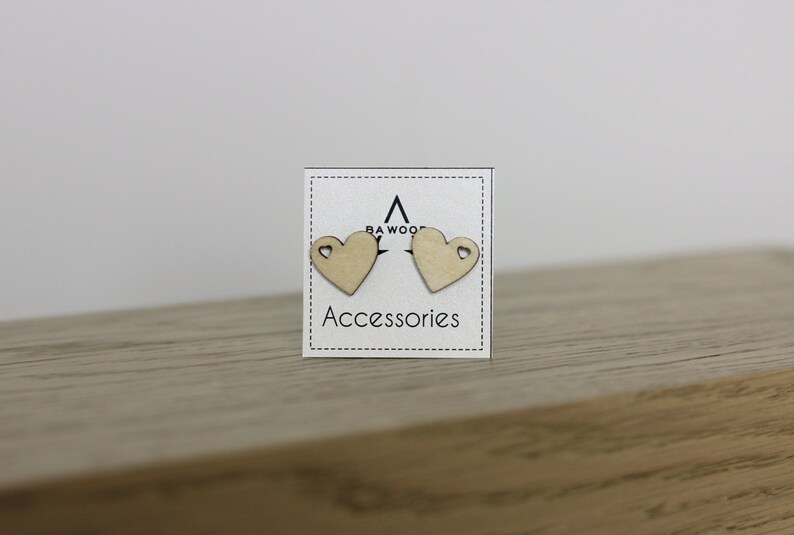 Wooden Heart Earrings.