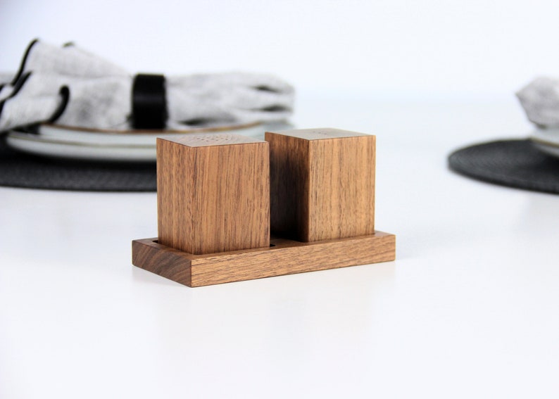 Wooden salt and pepper shakers Salt and pepper shakers. Salt and pepper set. Wooden seasonings set. image 3