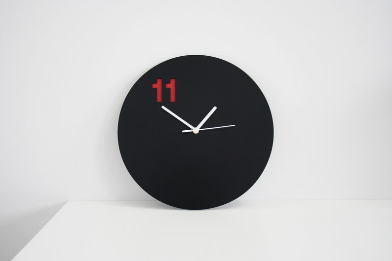 Black Wall Clock With Accent. Simple Circle. Etsy