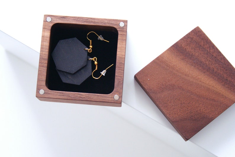Wooden ring box. Wood Jewelry box. Unique walnut jewelry box. image 4