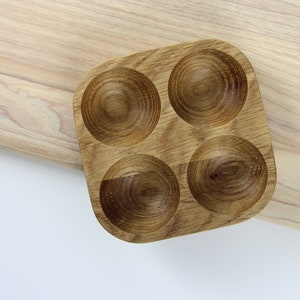 Oak wood egg holder for 4 eggs. Farmhouse Fresh Egg Storage. image 3