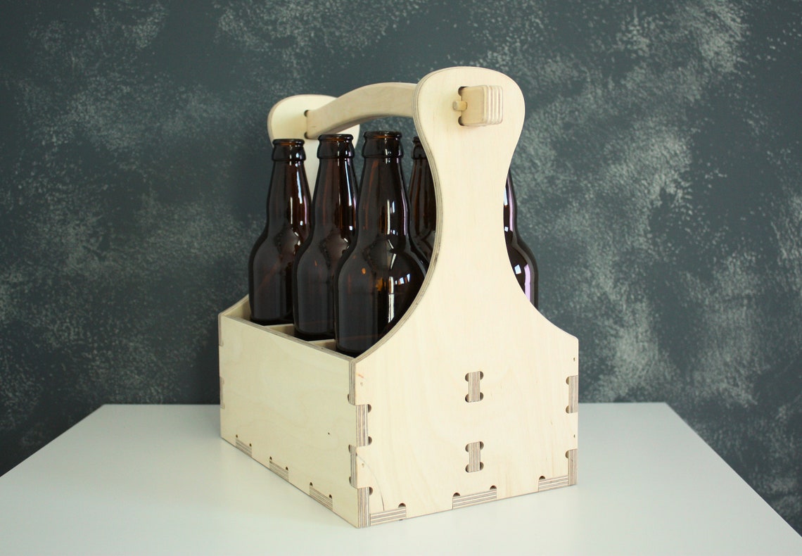 Wood beer box 6 pack carrier. Etsy