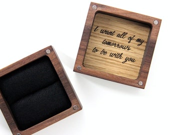 Personalized ring box Engagement ring box. Wooden ring box Engraved ring box.