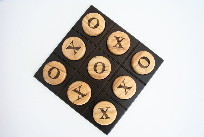 Tic tac toe board game Wooden games. Wood tic tac toe family game night Modern tabletop game image 4