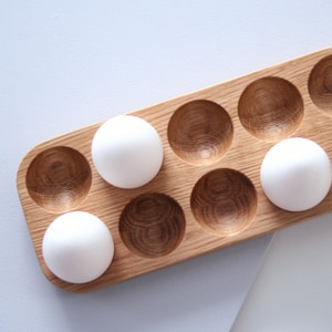 Wooden Egg Holder for 10 Eggs Farmhouse Kitchen Decor. Wooden egg tray. image 3