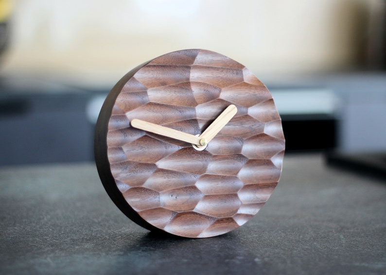 Desk clock Office decor Desk decor. Walnut wood table clock. image 8