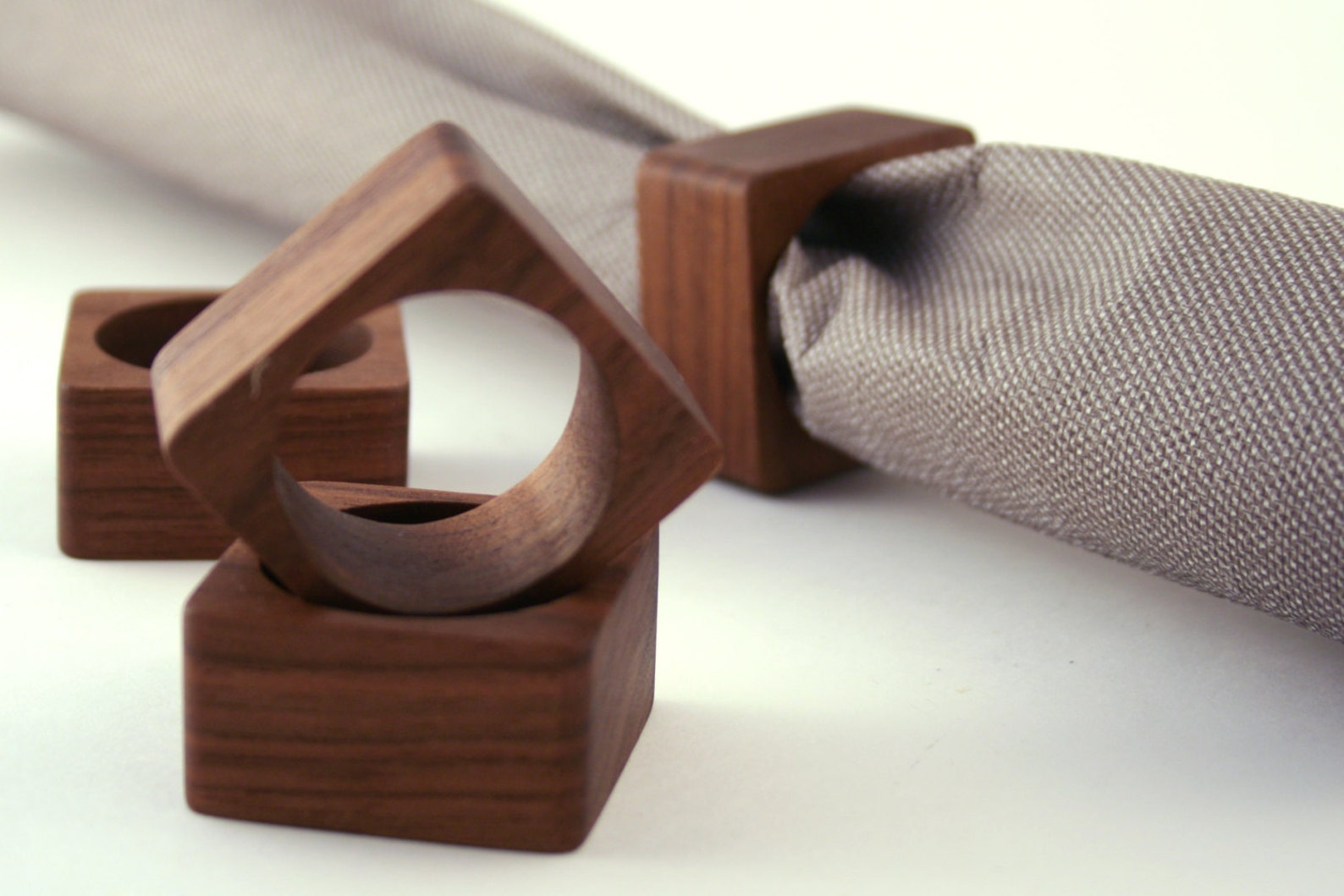 Walnut Wood Napkin Rings. Set of 4 Napkin Rings. Wedding Etsy