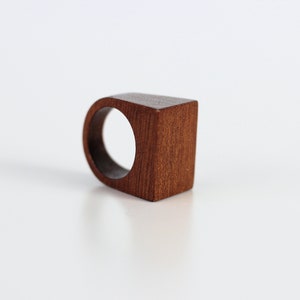 Natural wooden ring Minimalist wood ring band Stephen. Unique wood ring Sapele wood