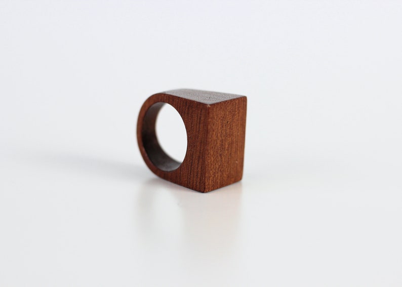 Natural wooden ring Minimalist wood ring band Stephen. Unique wood ring Sapele wood
