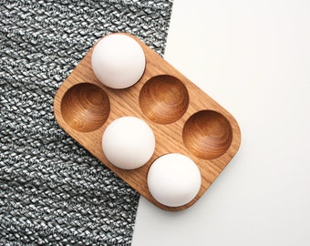 Wood Egg Holder Countertop egg tray. Farmhouse wooden decor storage tray.