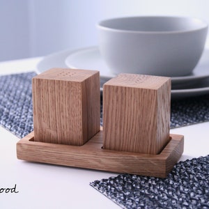 Wooden salt and pepper shakers Salt and pepper shakers. Salt and pepper set. Wooden seasonings set. Oak wood