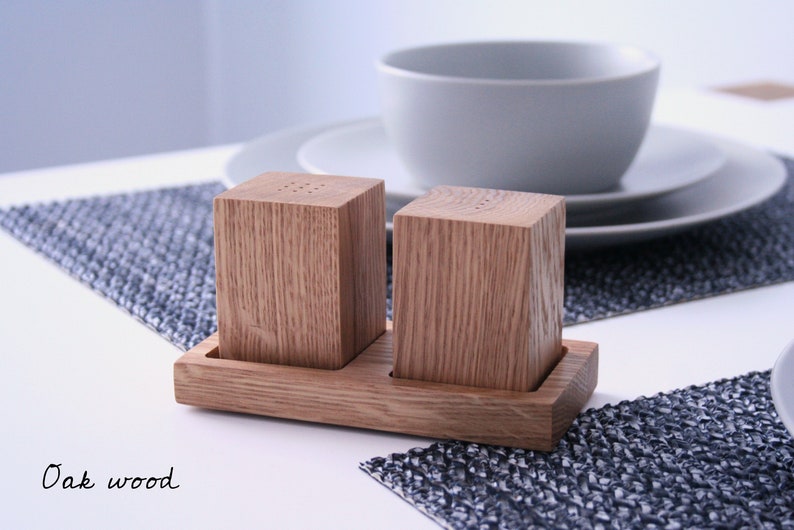 Wooden salt and pepper shakers Salt and pepper shakers. Salt and pepper set. Wooden seasonings set. Oak wood