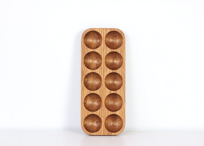 Wooden Egg Holder for 10 Eggs Farmhouse Kitchen Decor. Wooden egg tray. image 2